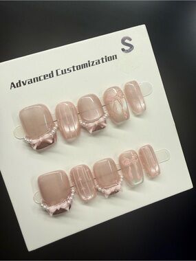 Pink Bow Press-On Nail Set Small